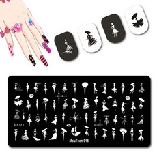 네일용스티커 슬림 네일 스텐실 만화 스타일 캐릭터 아름다운 어린 스탬핑 플레이트 달 손톱용 005, [21] mouteen-015, 21 mouteen-015