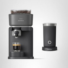 philips baristina 에스프레소 머신 그라인드 탬핑 및 브루 커피 원두 컴팩트 16바 펌프 압력 자동 그라인더 블랙 포타필터 포함 (bar300/60), 2 Espresso Machine, White w/Wood Handle