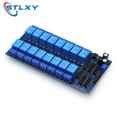 16 채널 릴레이 실드 모듈 5V 12V 24V 옵토 커플러 LM2576 컨트롤러 인터페이스 ARDUINO DIY 키트 전원