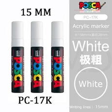 Uni POSCA 화이트 마커 PC-1M 3M 8K 17K 포스터/광고 수성 영구 그래피티 카네타 최고의 선물, 03 PC-17K White 3pcs