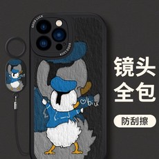 데이지 아이폰 케이스 프로 15 16 13인치 아이폰17 전체 렌즈 커버 맥스 애플, F. 블랙  블랙 하단 도널드 덕 N 팔찌