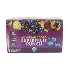 Uncle Matt’s Organic No Sugar Added Superfruit Punch Juice Boxes for s with Vitamin C D Zinc O, N/A, 200ml