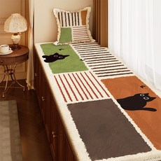 DFMEI 多巴胺飄窗墊窗臺墊新款高級感飄窗毯子坐墊臥室陽臺地毯墊子, 1cm, 蝴蝶黑貓:60*120cm(仿羊絨點塑底)