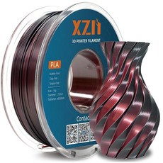 실버 메탈릭 PLA 1.75mm 1kg 깔끔한 감김 기포 막힘 없는 우수한 레이어 접착력 정밀 치수 FDM 3D프린터 필라멘트 출력 조형 소재, 실크 듀얼 블랙 레드, 폴리락틱산