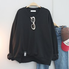 달콩 여성 봄신상 긴팔티 백라벨브이넥맨투맨