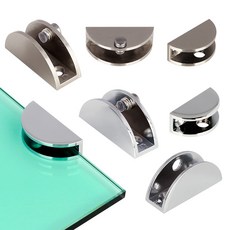 선반 브라켓 유리 고정 선반 부속 반달브라켓, 실버 유광(중), 1개