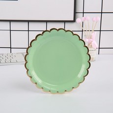 一次性紙碗 燙金加厚 生日派對小吃碗, 7寸圓盤綠色10個, 1個