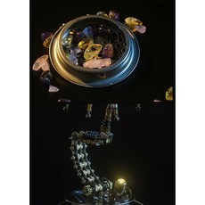 機械黨 機械昆蟲 3D模型 益智金屬拼圖 DIY組裝模型 年節情人節禮物, 1個, 時來好運轉轉台(帶展示燈)