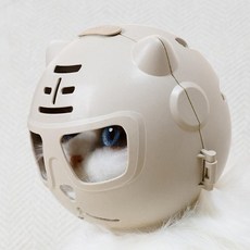 고양이 우주헬멧 입마개 고양이 물림방지 우주 헬멧, 1개, 흰색