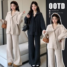 孕婦秋冬套裝三件組：慵懶風毛衣+百搭休閒褲，寬鬆舒適孕婦裝