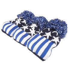 3개/세트 별 및 줄무늬 니트 폼폼 골프 클럽 드라이버 페어웨이 우드 헤드 커버 1 3 5 (레드), 블루