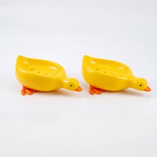 물빠짐 오리 비누 받침대, 2개, 옐로우