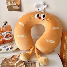 汽車/辦公室午睡適用 頸部支撐旅行頸枕, U型枕-廚師帽麪包,35*30cm【記憶棉 可拆洗】