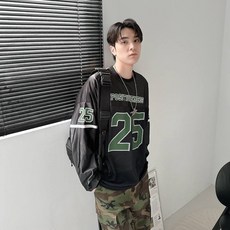 ATSTYLE 美式網狀球衣長袖上衣 中性款 98205, 黑,M
