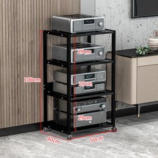 오디오랙 스피커스탠드 테이블 수납장 스피커 앰프 선반, 4층 강화 C 블랙+흑호두 1.6판두께