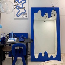 대형 전신 거울 스탱딩 실버 현관 이동식 지지대 거치대, 소형 블루 68x84cm, 흰색 68x84cm