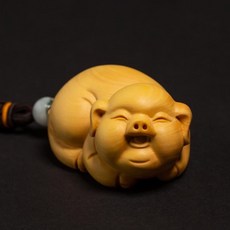 黃楊木 可愛豬掛件, 如圖所示, 1個