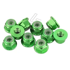 4/10pcs M3 알루미늄 합금 플랜지 나일론 삽입 너트 RC 자동차 바퀴에 대 한 미끄럼 방지 고무 링과 멀티, 17 Green 10pcs