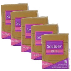 Sculpey Soufflé: 라떼 5팩 - 48.2g1.7온스 바 탠 폴리머 오븐 베이킹 클레이 스웨이드 경량 유연성 무독성 주얼리 DIY 예술 및 공예 프로젝, Sculpey Soufflé: 라떼, 5팩 - 48., Latte