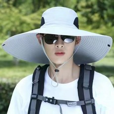 에이프릴랩스 등산 낚시 햇빛 차단 가리개 모자, 라이트그레이