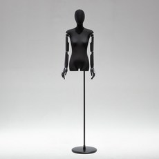 黑色扁身模特道具平胸韓版半身櫥窗陳列女裝服裝店模特展示架全身櫥窗模特兒 擺攤人檯模特兒 人形模特兒, 黑扁身/黑色加厚圓盤/黑色手/帶頭
