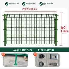 양문형 펜스 출입문 철망 메쉬문 철제 1개 창고, 1.8미터 3m C