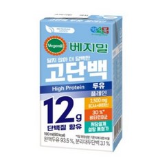 베지밀 고단백 두유 플레인 설탕무첨가 저당두유 (신제품 플레인), 96개, 190ml