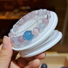 泰福晶品選物 海藍寶x白水晶x紫鋰輝 設計款手鍊, 1個