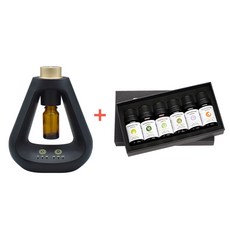 精油香薰組 (香薰機+6種精油), 1件, 60ml, 黑色-單機+精油六件組-三角香薰機 HH-D01, 10mlx6瓶
