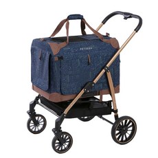 Dog Stroller Detachable Pet for Going Out Foldable Portable Cat Bag Car Small and Medium Dogs, blue