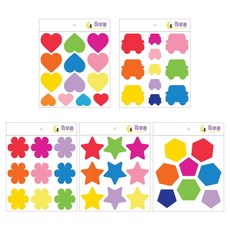 [이루몽] 평가인증스티커 빅스티커 스티커 1봉 6장, 다양함, 꽃+별+하트+자동차+다각형, 1set