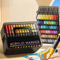 시스슈 아크릴 마카펜 직액식 대용량 드로잉 미술 전문 채색 소프트 브러쉬 펜, 1세트, 72색