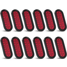 PVERANDIO 12PCS 테일라이트 LED 24개 6인치 트레일러 RV 레드 타원형