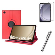 갤럭시탭A9 A9 플러스 호환 회전 가죽 커버 케이스 A9+ 케이스나라, 레드