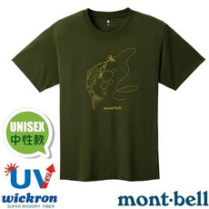 mont-bell Wickron 短袖排汗衣 釣鱒魚圖案 中性款 抗UV