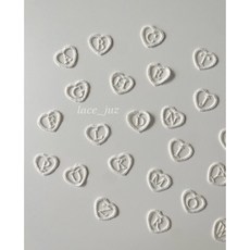 하트 이니셜 레이스 자수 프레임 모티브 패치 10p, H
