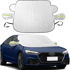 사이드 미러와 후크가 장착된 자동차 윈드실드 스노우 커버 겨울용 마그네틱 선쉐이드 접이식 얼음과 눈을 위한 소형 세단 SUV에 적합 58x47 실버, Black