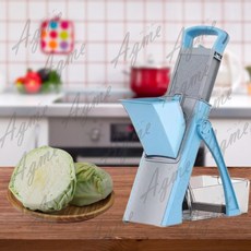 반자동채칼 업소용 야채슬라이서 강판 분쇄기 당근 채써는기계 일식집 채칼 과일 반자동, 2. 블루, 1개