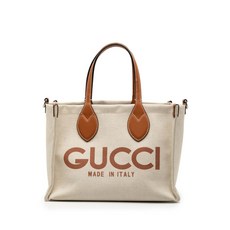 구찌 중고 2016-2025 미디엄 캔버스 로고 토트 사첼 백