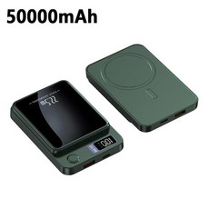 100000mAH 보조베터리 자기 무선 22.5W 초대용량 Iphone15 Samsung Xiaomi용 초고속 충전 보조베터리., [01] Green 50000mAh