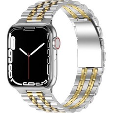애플워치 케이스 액정보호 범퍼 커버 Apple Watch 밴드와 호환되는 Anlinser 금속 밴드 여성용 49mm 46mm 45mm 44mm 42mm 스테인리스 스틸 교체, 42mm(Series 3)/44mm/45mm/46mm/, Black Gold