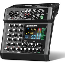 6채널 오디오 인터페이스 믹서 사운드 보드 99 DSP 디지털 이펙트 48kHz24비트 블루투스 USB 랙 Mp3 플레이어 발 스위치 온오프로 노래방 DJ 스튜디오 스트리밍 녹화