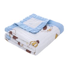 미라클 베이비 유아용 6중 거즈 블랭킷, 블루 곰