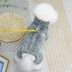 Jeernare 따뜻한 극세사 강아지 겨울옷 집업형 강아지 패딩 산책패딩조끼 중형견 소형견 정전기 방지, 1개, 그레이