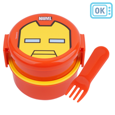 아이언맨 원형 2단 도시락, 1개, 레드