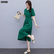 DFMEI 조순면 원피스 여중기 작은 키 a라인 스커트 날씬해 보이는