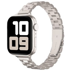 사라밴드 애플워치 호환 미니멀 슬림 메탈 스트랩, 42/44/45/46/49mm, 스타라이트, 1개