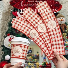 컬러젤 컵홀더 반짝반짝 크리스마스 시즌 생활용, 1개, 베이지 옐로우 베이스 체크 크리스마스 100장