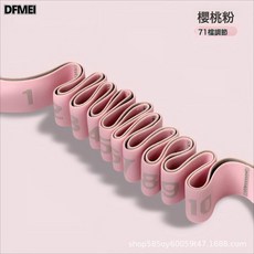 DFMEI 數字瑜伽彈力帶女士健身開肩開背伸展帶拉力帶拉伸繩健身助力帶, 1個, 櫻桃粉 10段