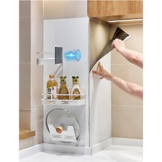 Morri Home 벽 자유부착 자석선반 양념통수납 내장고 주방 싱크대, 1세트, 화이트